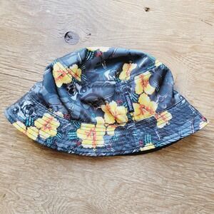 HOONIGAN Bucket Hat Floral Black Reversible Racing Motorsports Graphic Print Y2K